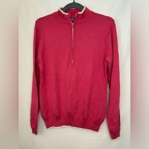 Peter Millar pink quarter zip up long sleeve sweater Size large